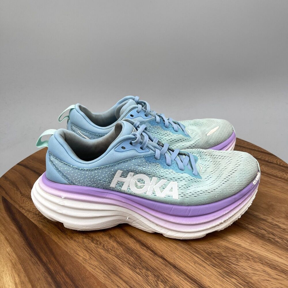 Hoka One One Bondi 8 Shoes Womens Size 7 B Blue Running Comfort Walking Gym
